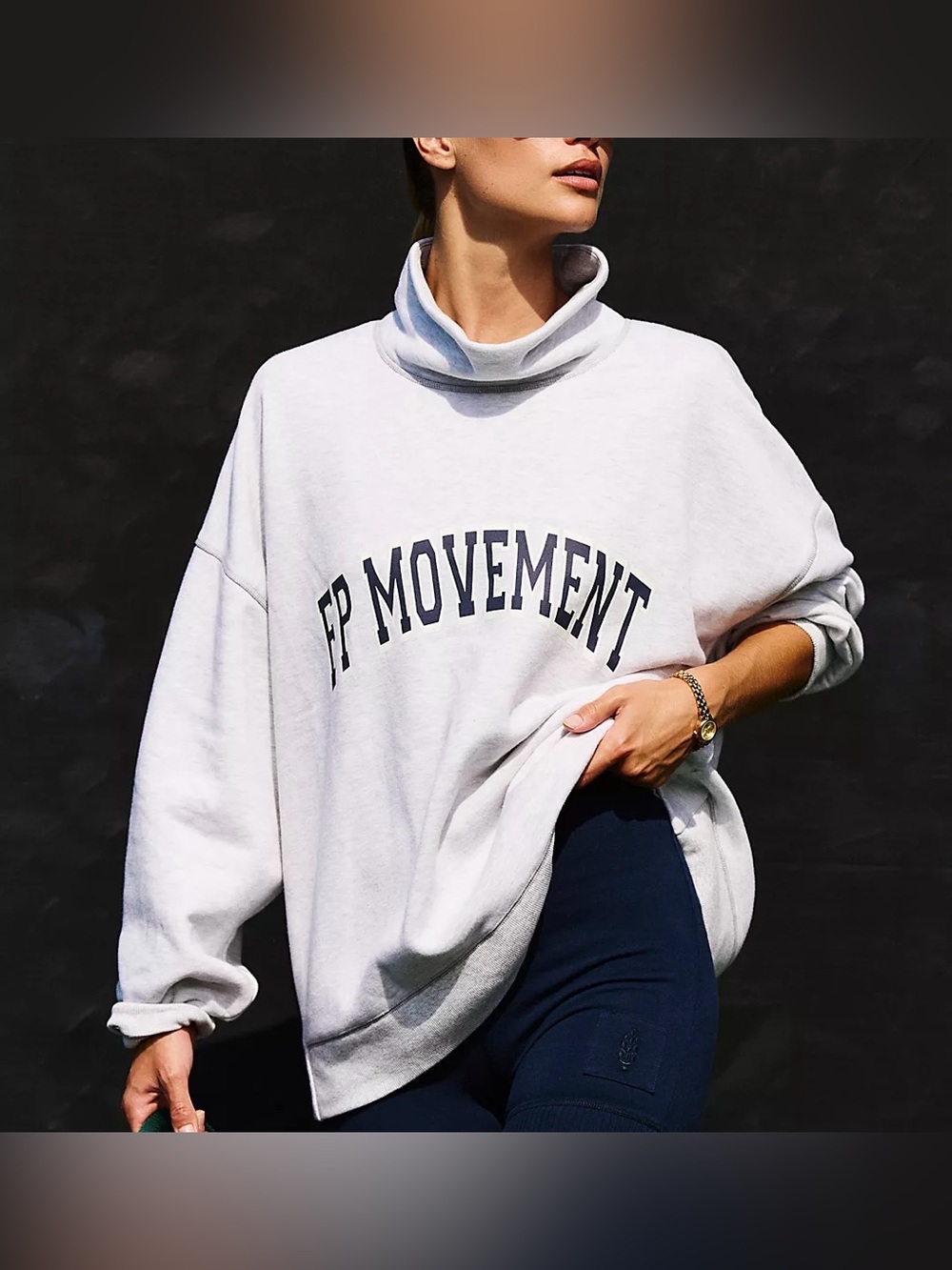 NWT Free People FP Movement Victory pullover - Heather grey navy combo - Medium - Picture 2 of 9